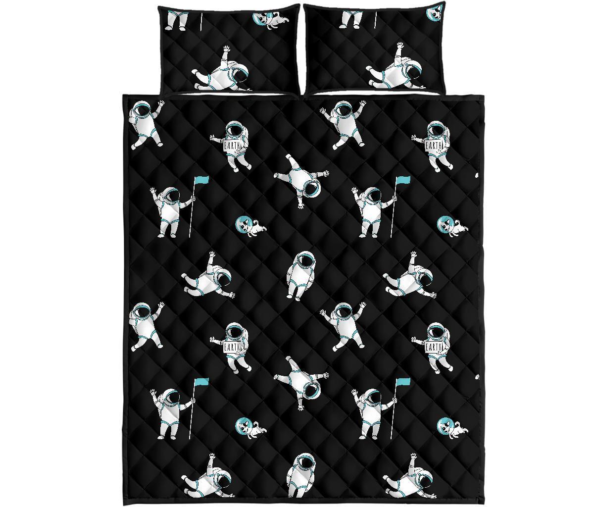 Astronaut Print Pattern Bed Set Quilt-grizzshop