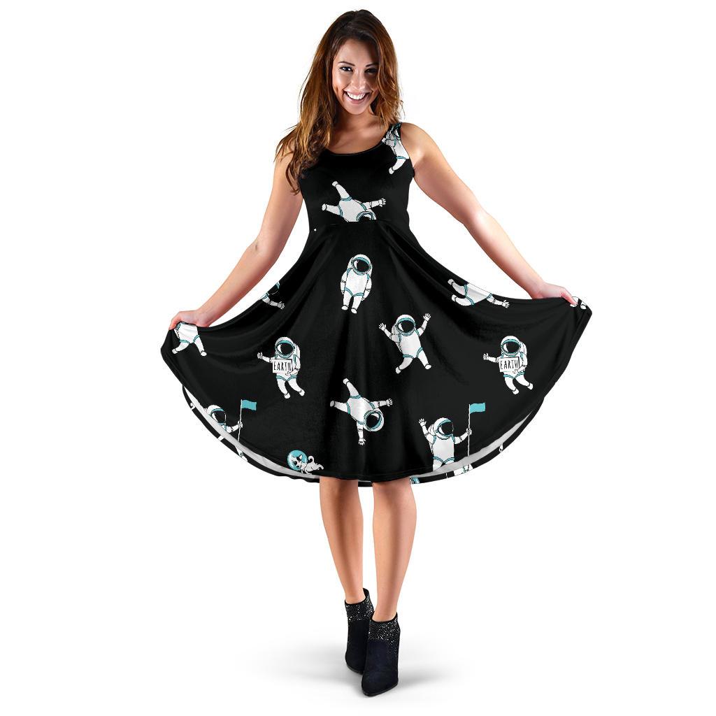 Astronaut Print Pattern Dress-grizzshop