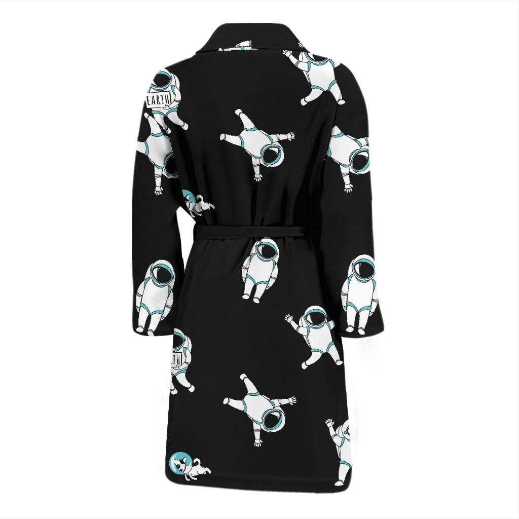 Astronaut Print Pattern Men Long Robe-grizzshop