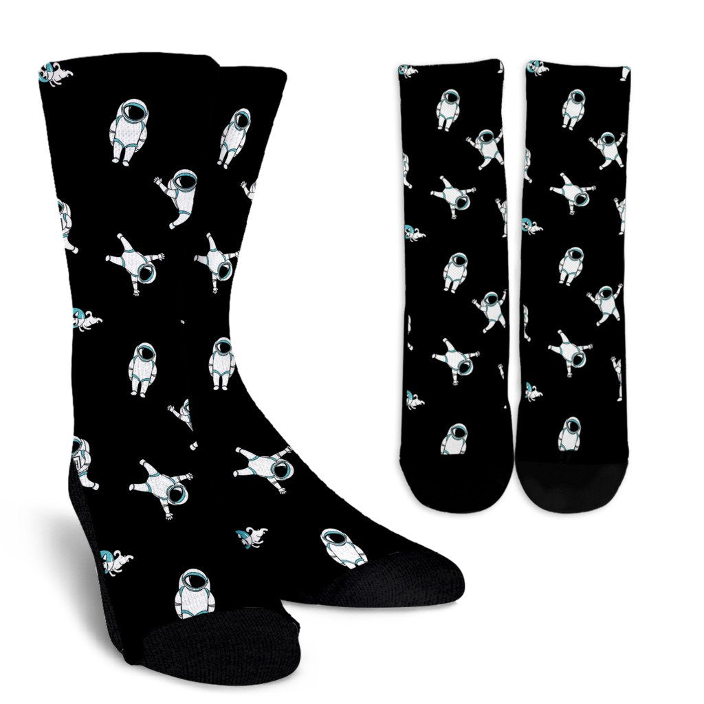 Astronaut Print Pattern Unisex Crew Socks-grizzshop