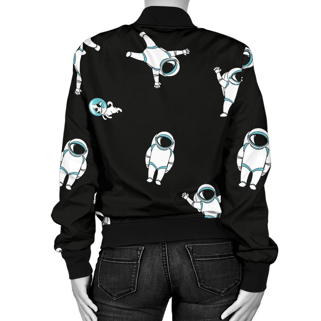 Astronaut Print Pattern Women Casual Bomber Jacket-grizzshop
