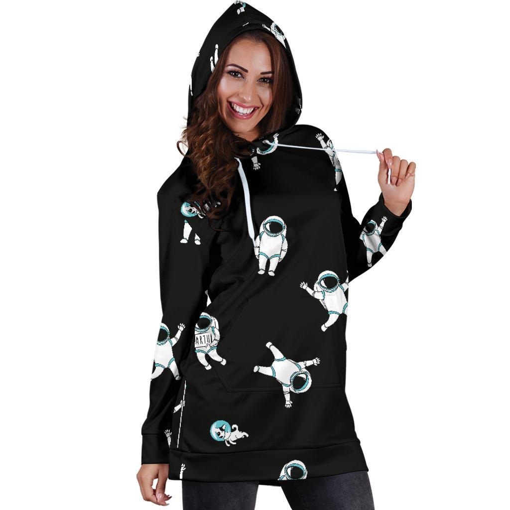 Astronaut Print Pattern Women Hoodie Dress-grizzshop