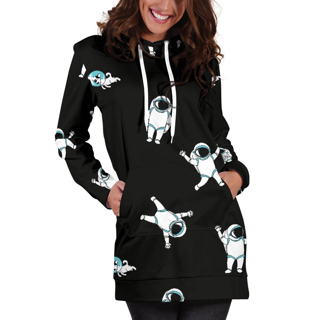 Astronaut Print Pattern Women Hoodie Dress-grizzshop