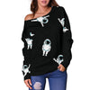 Astronaut Print Pattern Women Off Shoulder Sweatshirt-grizzshop