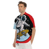 Astronaut Skateboard Print Men's Short Sleeve Shirts-grizzshop