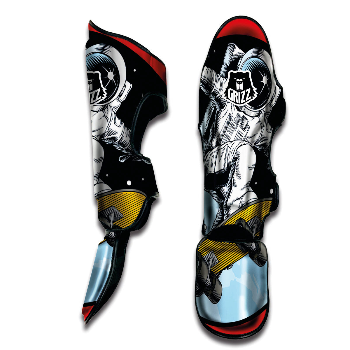 Astronaut Skateboard Print Muay Thai Shin Guards-grizzshop