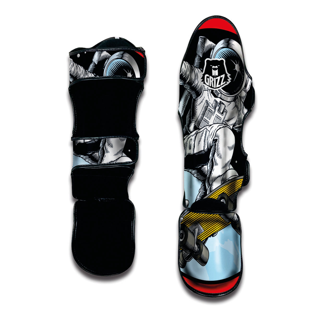 Astronaut Skateboard Print Muay Thai Shin Guards-grizzshop