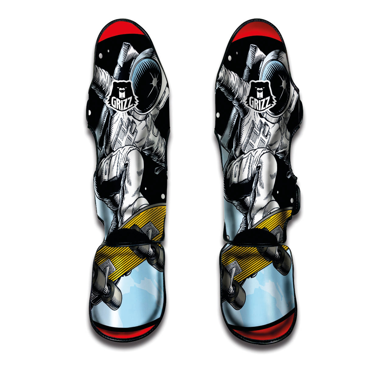 Astronaut Skateboard Print Muay Thai Shin Guards-grizzshop