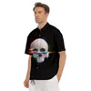 Astronaut Skull Digital Glitch Print Men's Short Sleeve Shirts-grizzshop