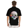 Astronaut Skull Digital Glitch Print Men's Short Sleeve Shirts-grizzshop