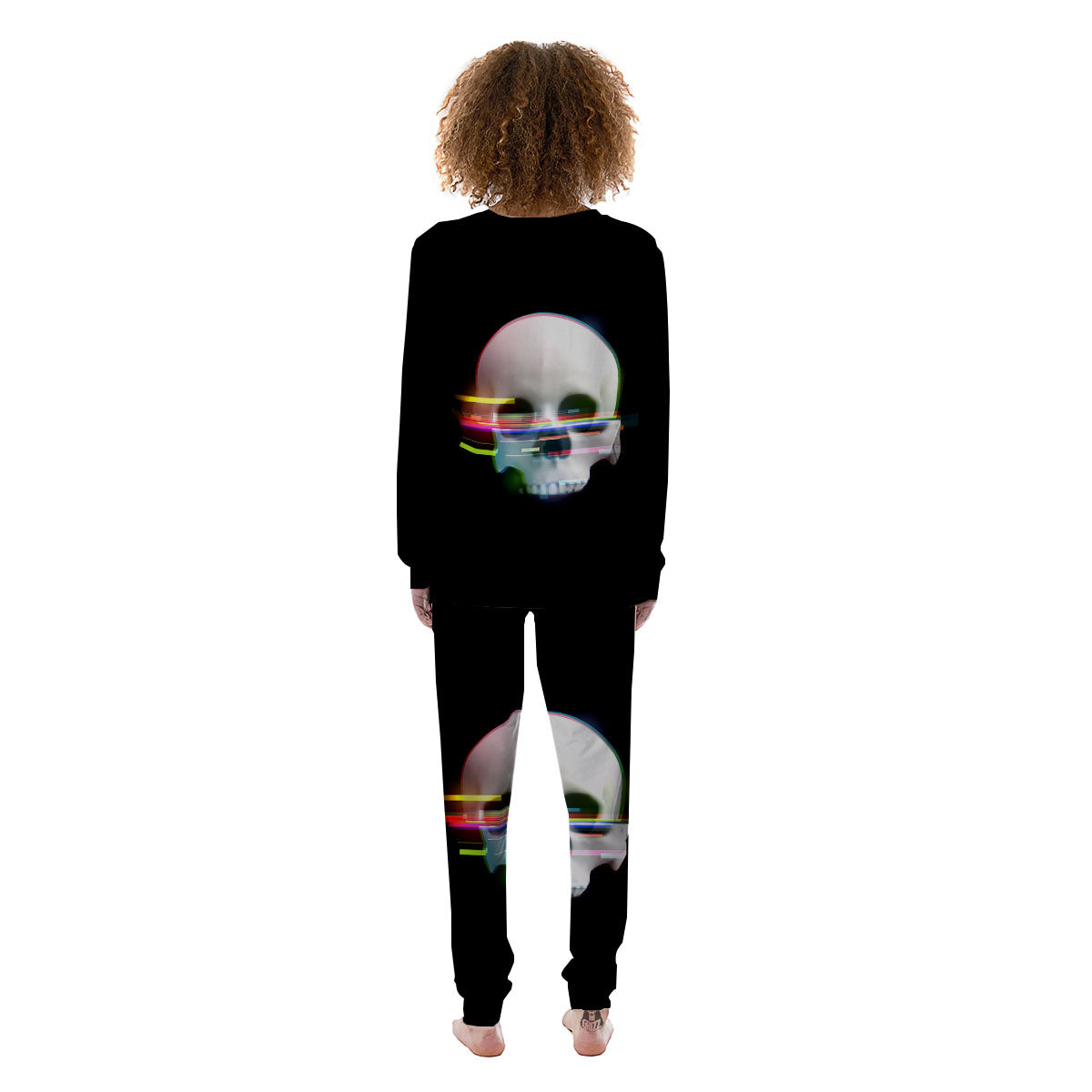 Astronaut Skull Digital Glitch Print Women's Pajamas-grizzshop