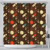 Astronaut Space Pattern Print Bathroom Shower Curtain-grizzshop