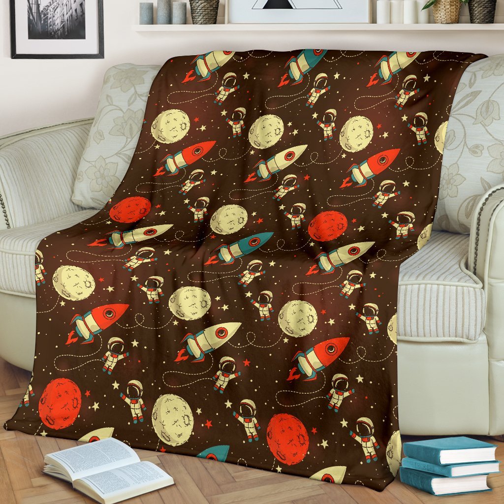 Astronaut Space Pattern Print Blanket-grizzshop