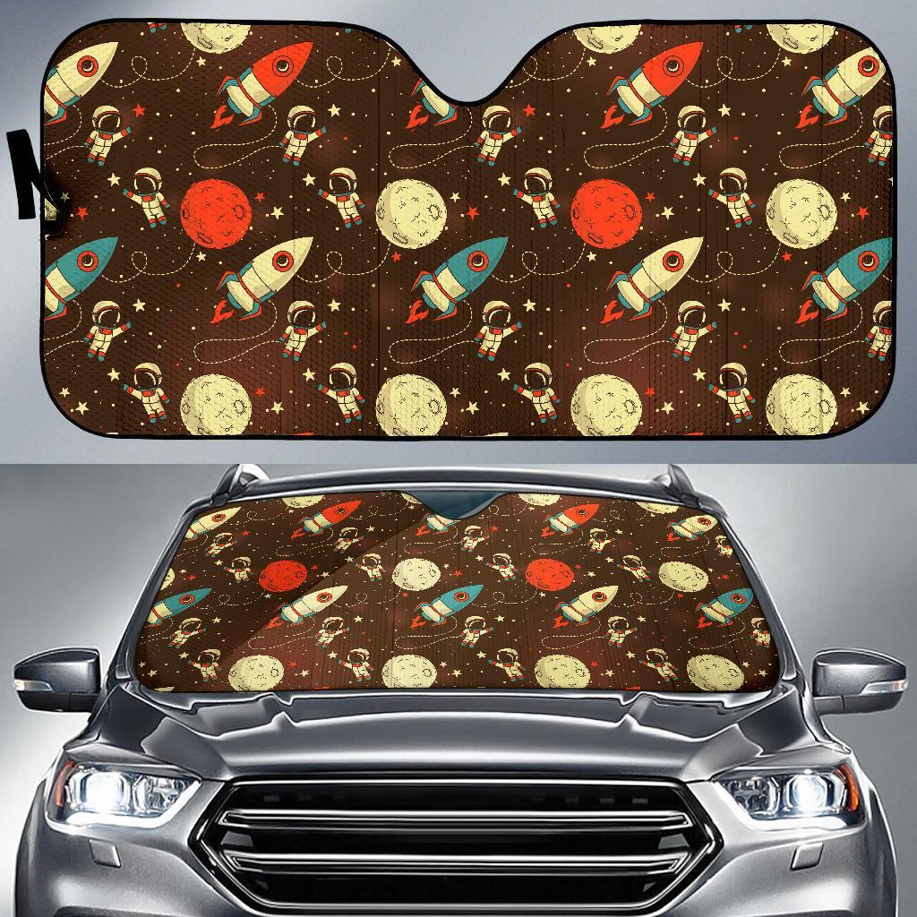 Astronaut Space Pattern Print Car Sun Shade-grizzshop