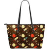 Astronaut Space Pattern Print Leather Tote Bag-grizzshop