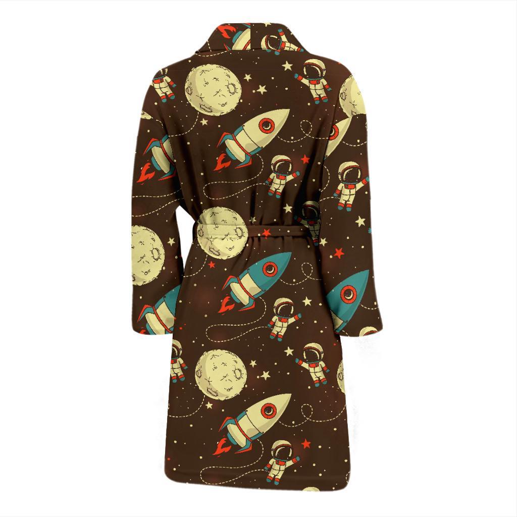 Astronaut Space Pattern Print Men Long Robe-grizzshop