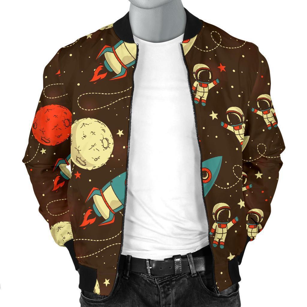 Astronaut Space Pattern Print Men's Bomber Jacket-grizzshop