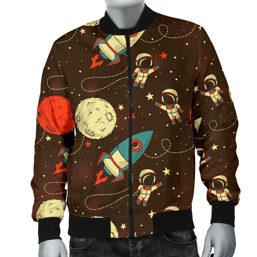 Astronaut Space Pattern Print Men's Bomber Jacket-grizzshop