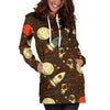 Astronaut Space Pattern Print Women Hoodie Dress-grizzshop