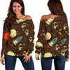 Astronaut Space Pattern Print Women Off Shoulder Sweatshirt-grizzshop