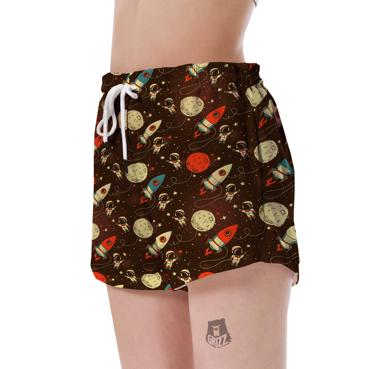 Astronaut Space Pattern Print Women's Shorts-grizzshop