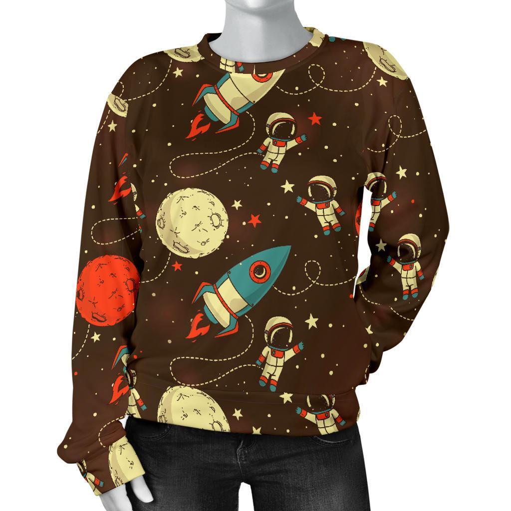 Astronaut Space Pattern Print Women's Sweatshirt-grizzshop