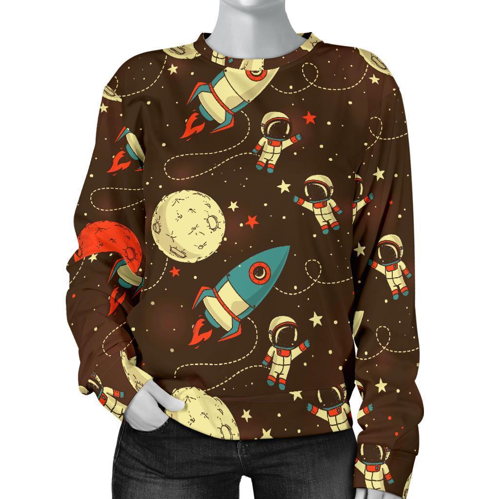 Astronaut Space Pattern Print Women's Sweatshirt-grizzshop