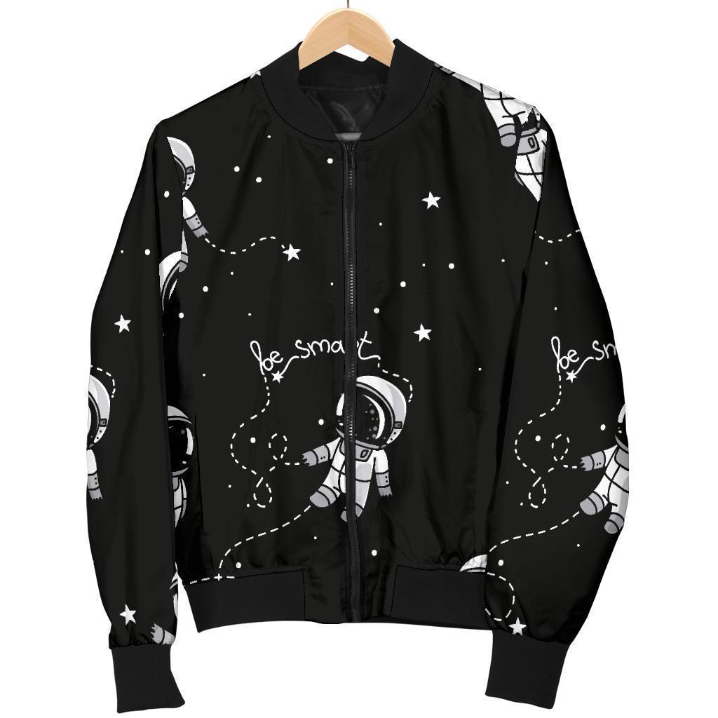 Astronaut Pattern Print Women Casual Bomber Jacket-grizzshop