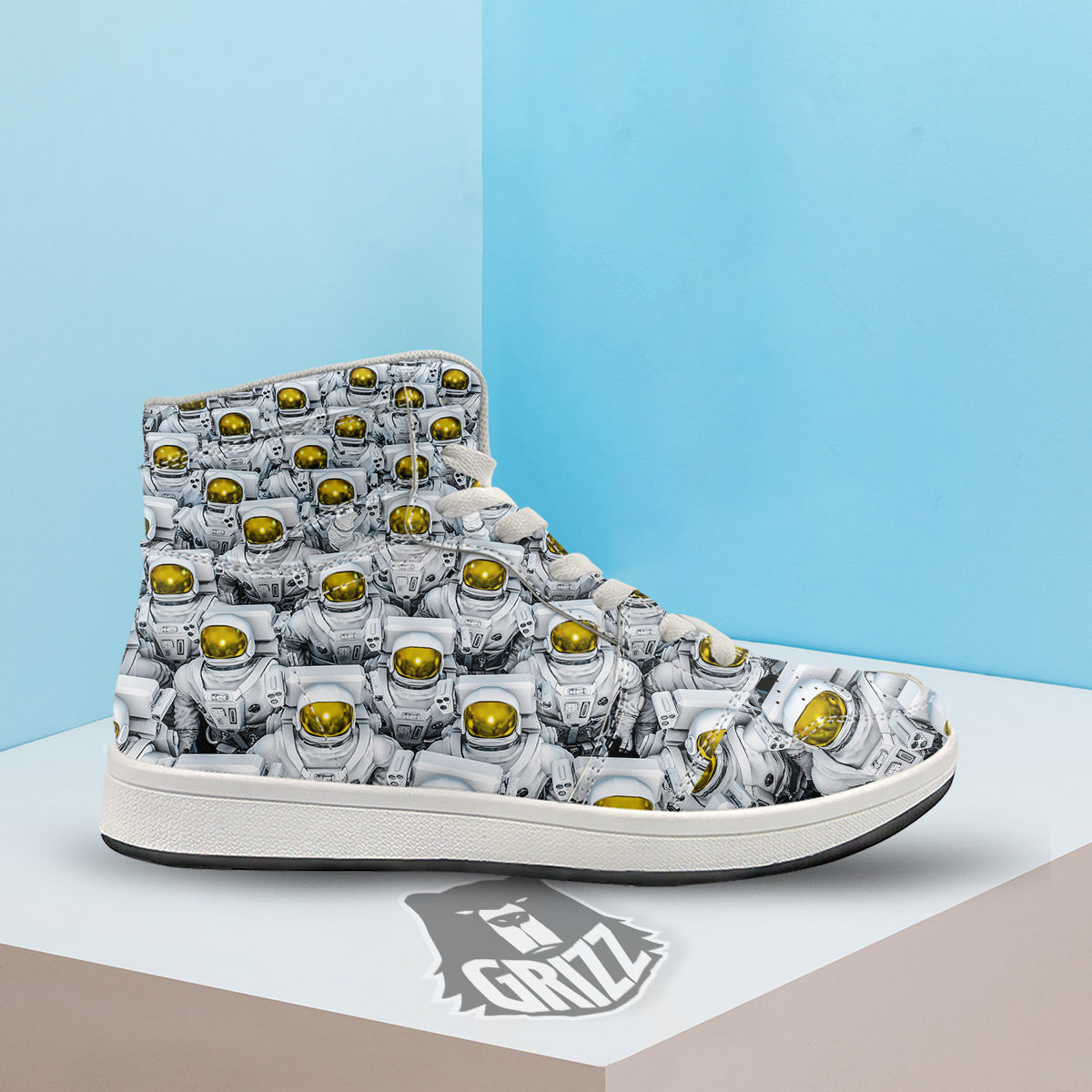 Astronauts Group Print High Top Sneakers-grizzshop