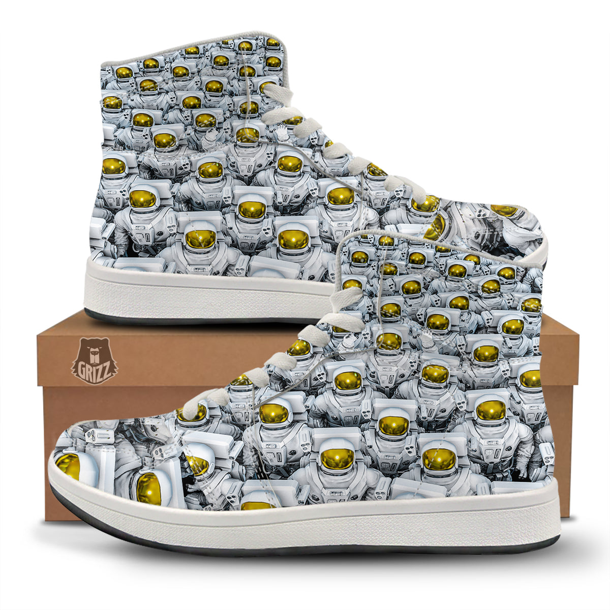 Astronauts Group Print High Top Sneakers-grizzshop