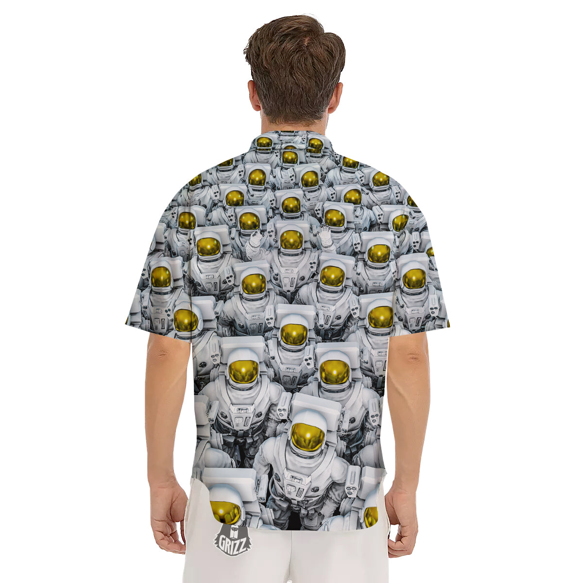 Astronauts Group Print Men's Short Sleeve Shirts-grizzshop