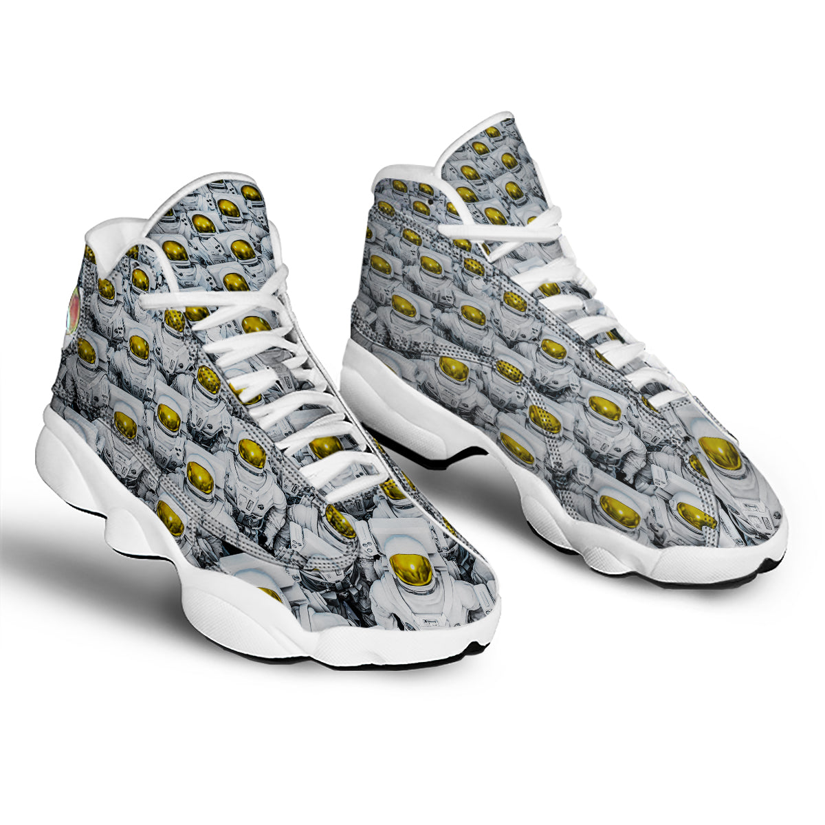 Astronauts Group Print White Basketball Shoes-grizzshop