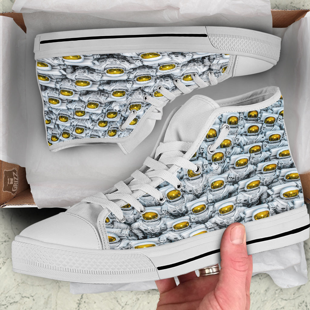 Astronauts Group Print White High Top Shoes-grizzshop