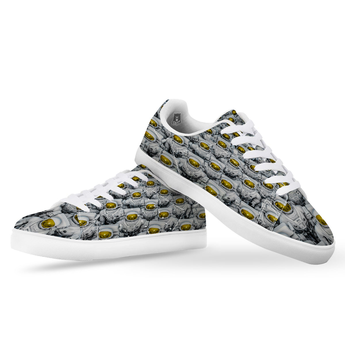 Astronauts Group Print White Low Top Sneakers-grizzshop