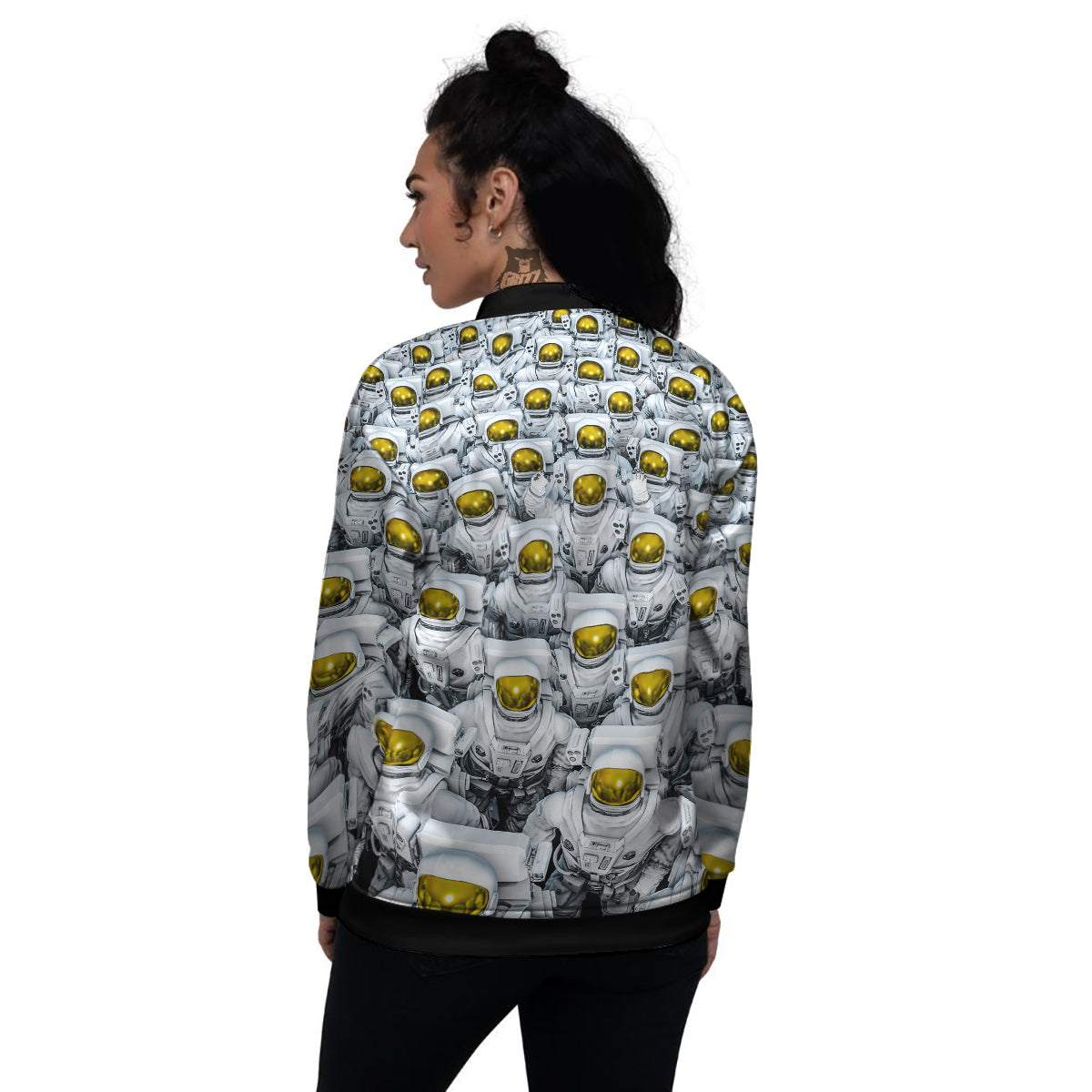 Astronauts Group Print Women's Bomber Jacket-grizzshop