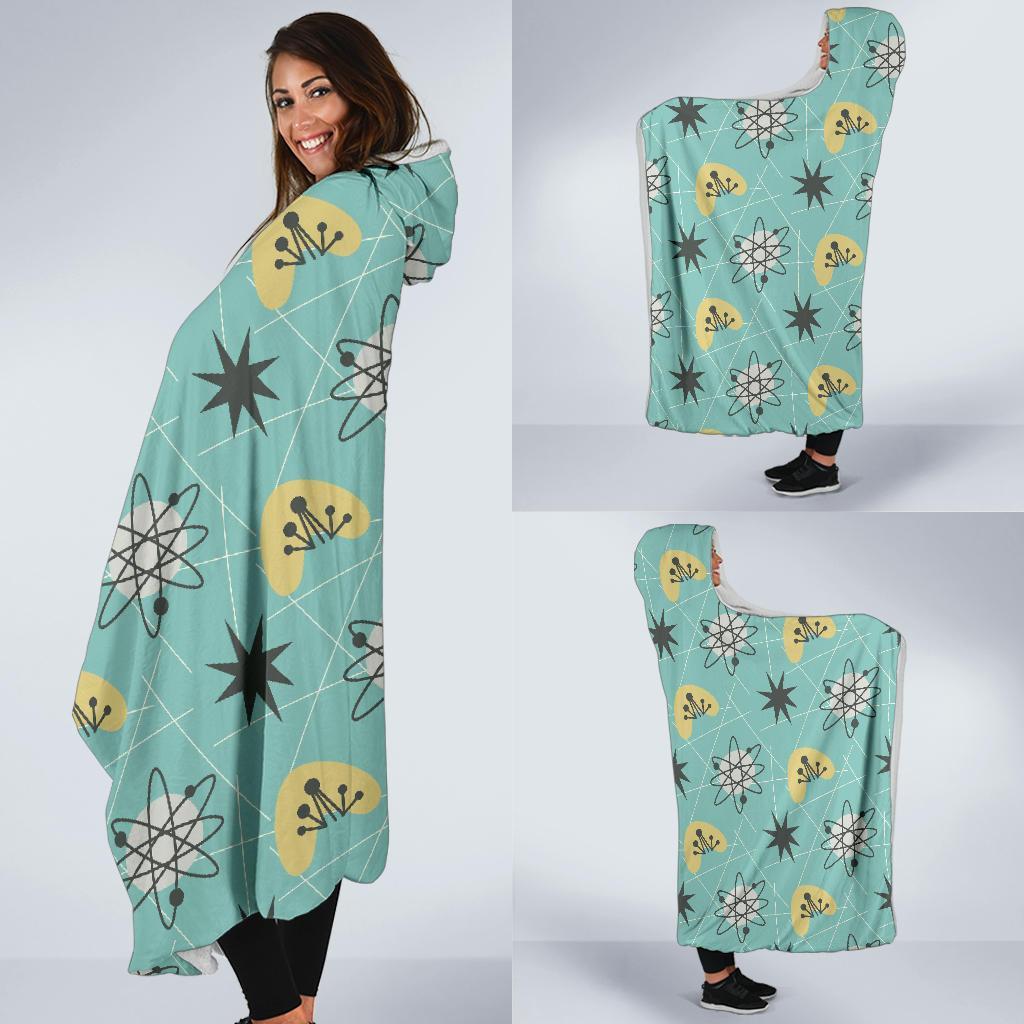 Atom Science Pattern Print Hooded Blanket-grizzshop