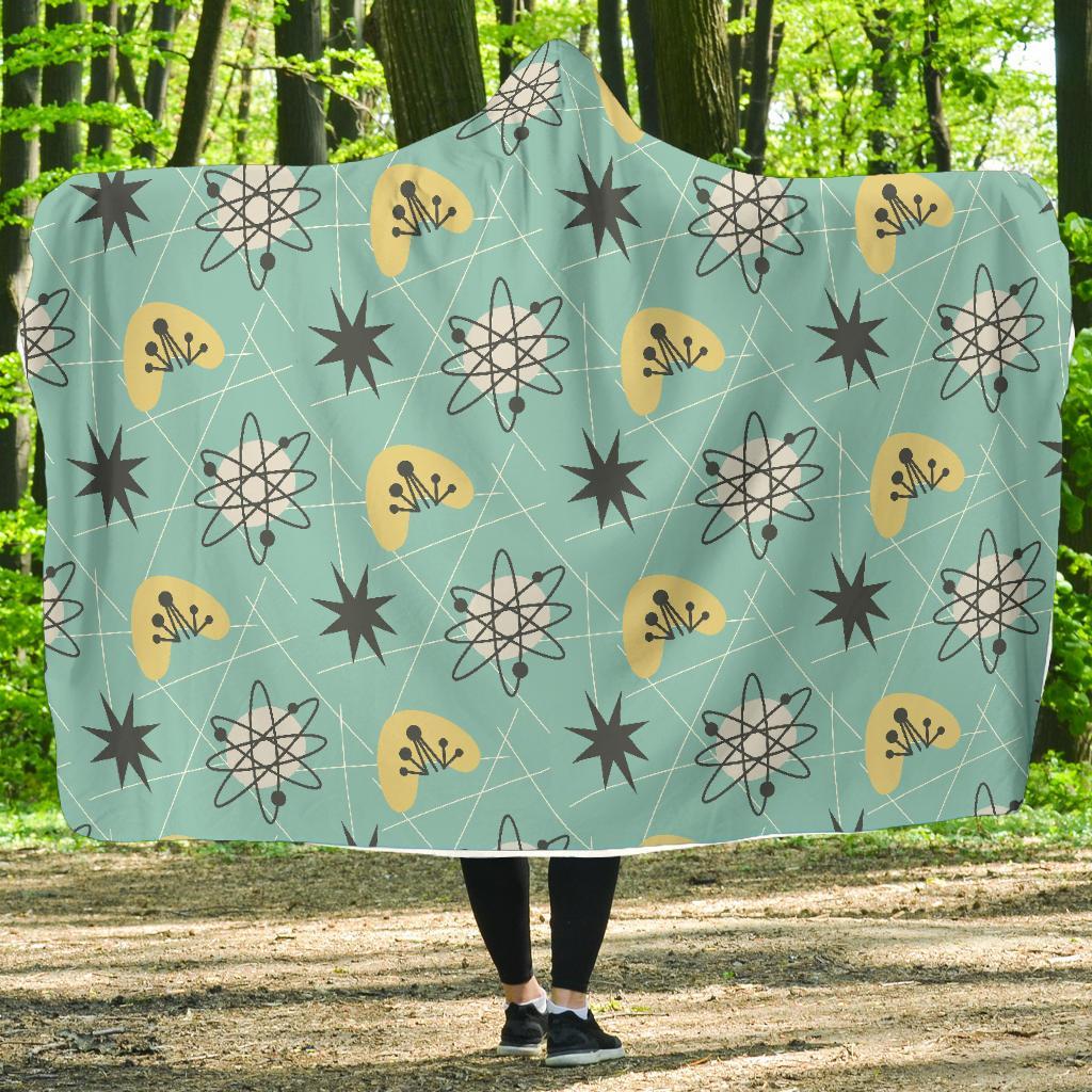Atom Science Pattern Print Hooded Blanket-grizzshop