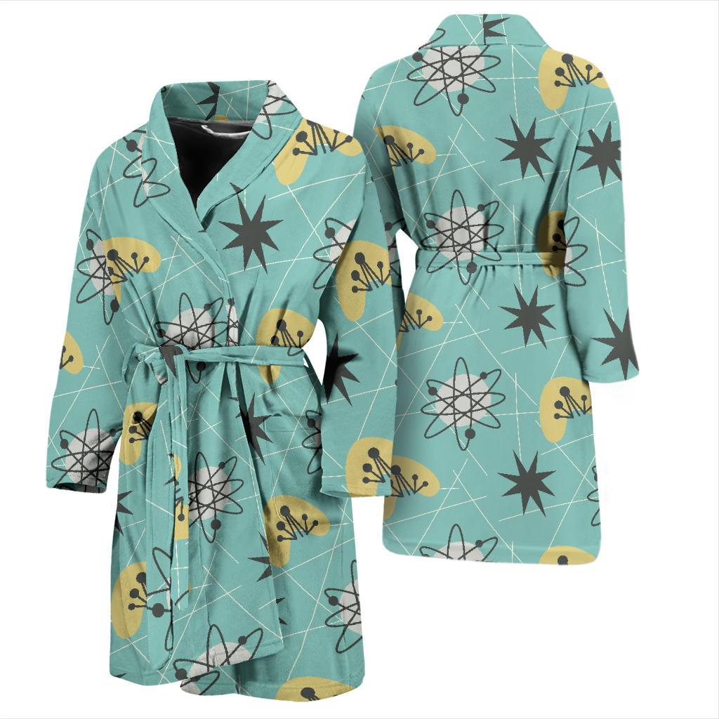 Atom Science Pattern Print Men Long Robe-grizzshop