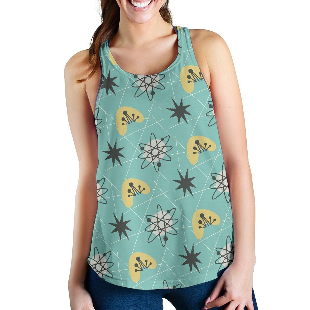 Atom Science Pattern Print Women's Racerback Tank Tops-grizzshop