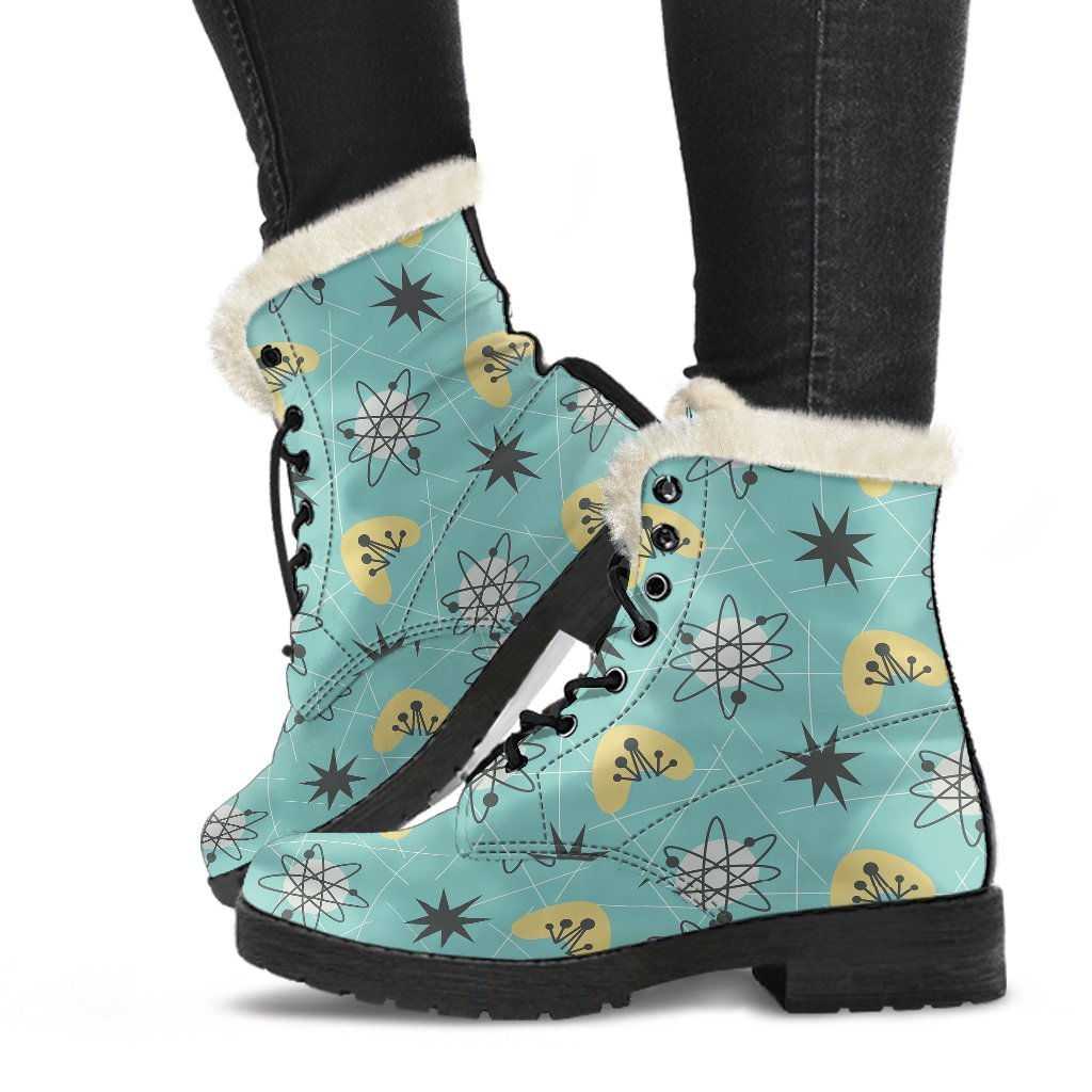 Atom Science Pattern Print Comfy Winter Boots-grizzshop