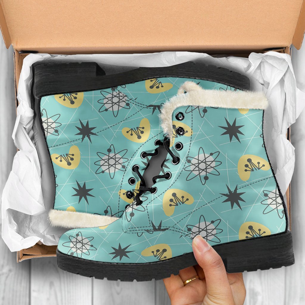 Atom Science Pattern Print Comfy Winter Boots-grizzshop