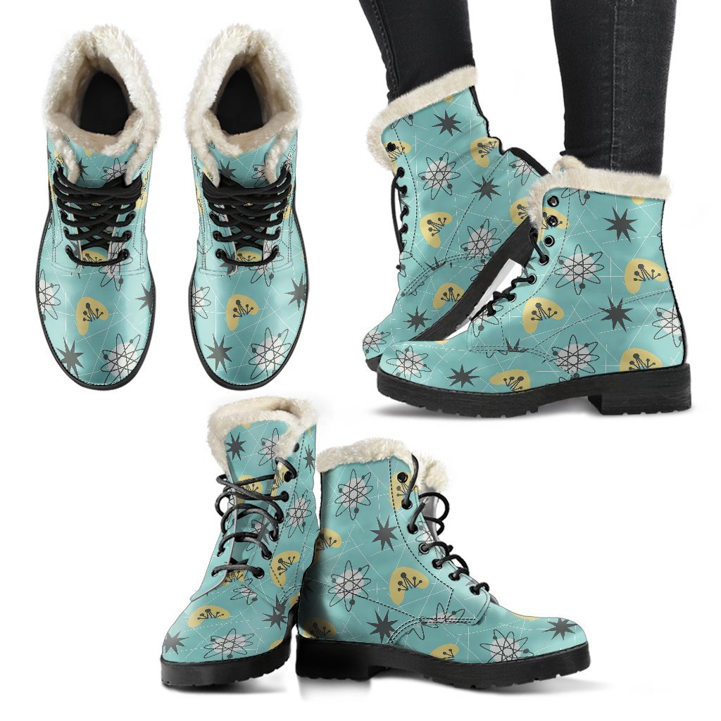 Atom Science Pattern Print Comfy Winter Boots-grizzshop