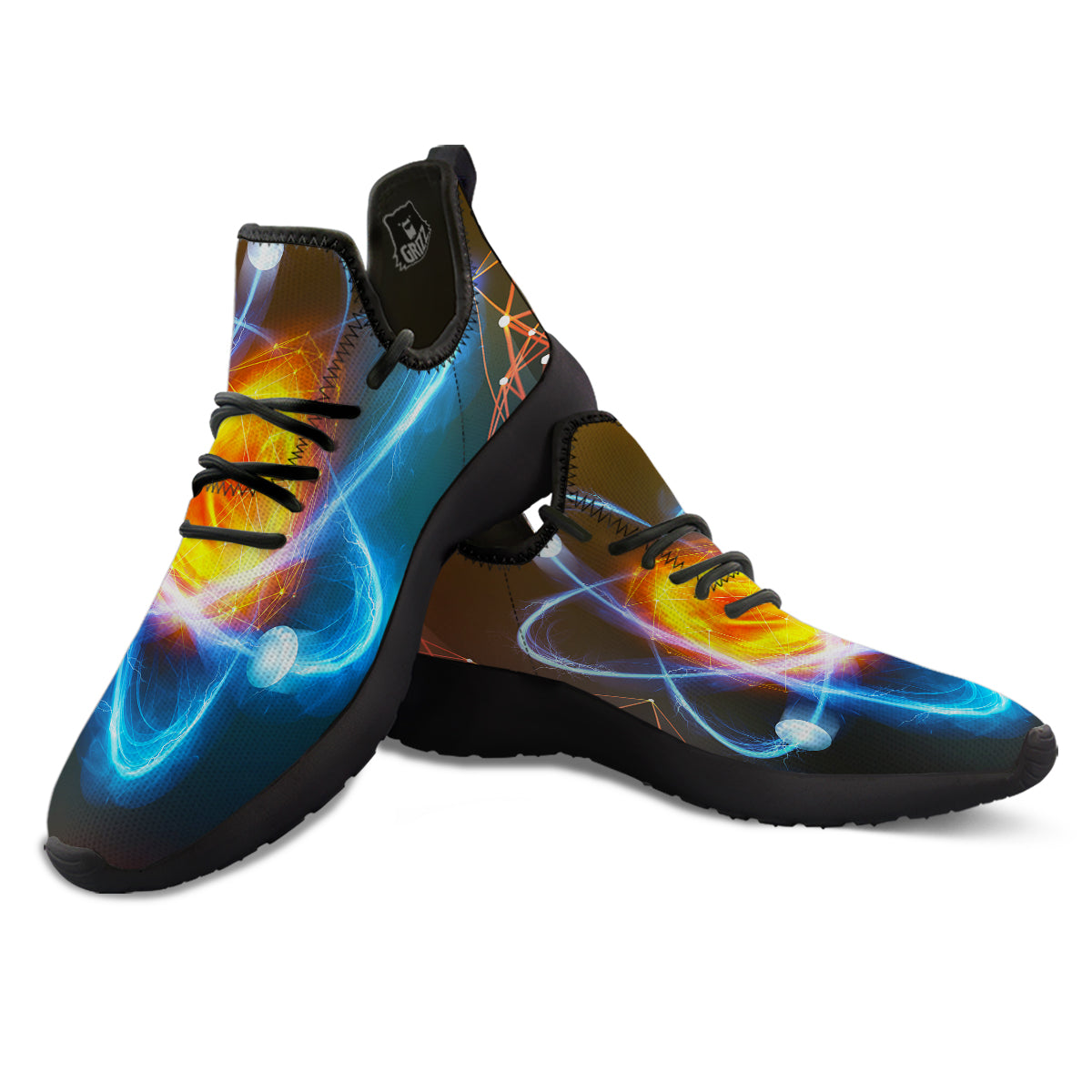 Atomic Structure Print Black Athletic Shoes-grizzshop