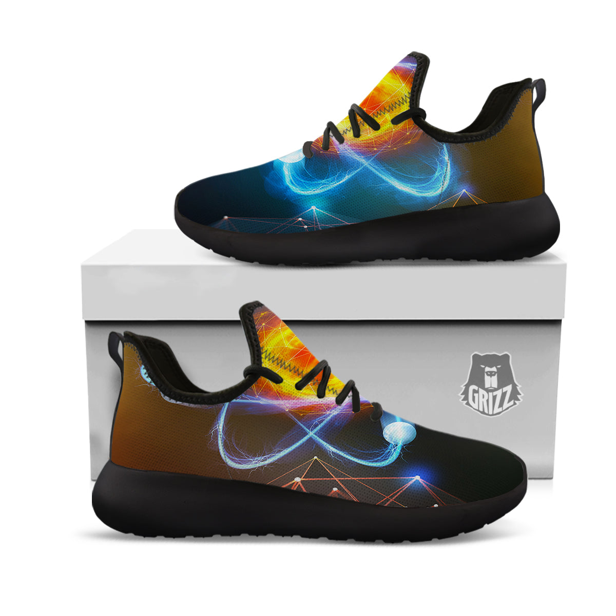 Atomic Structure Print Black Athletic Shoes-grizzshop