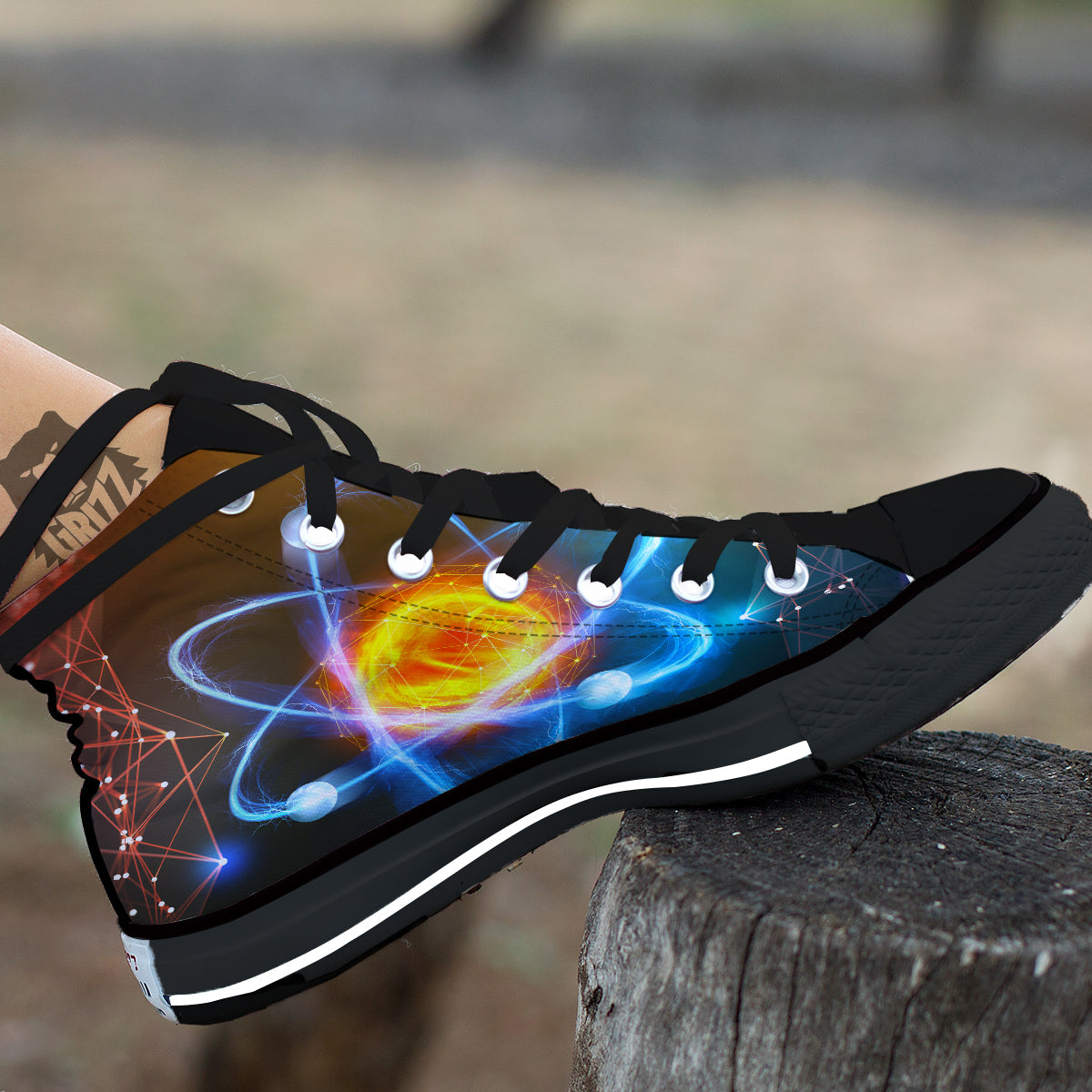 Atomic Structure Print Black High Top Shoes-grizzshop