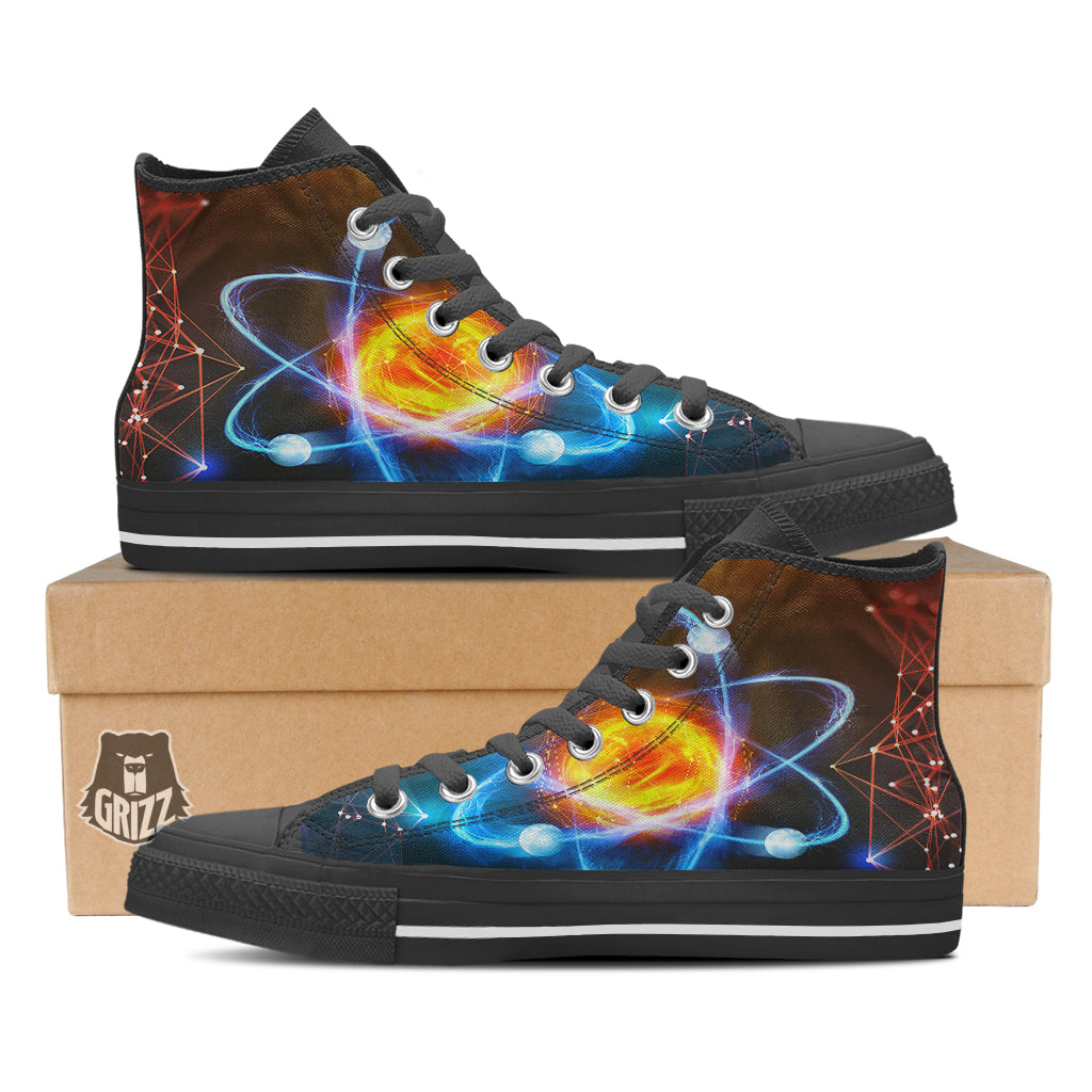 Atomic Structure Print Black High Top Shoes-grizzshop
