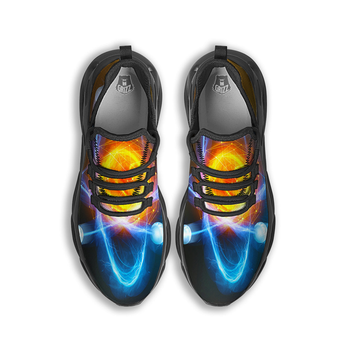 Atomic Structure Print Black Running Shoes-grizzshop