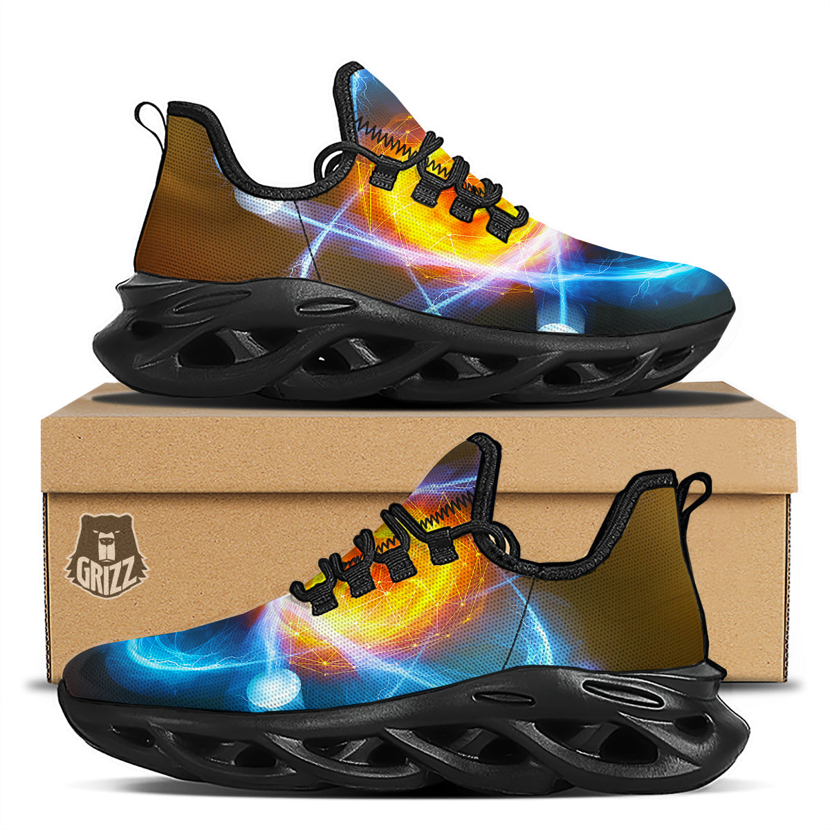 Atomic Structure Print Black Running Shoes-grizzshop