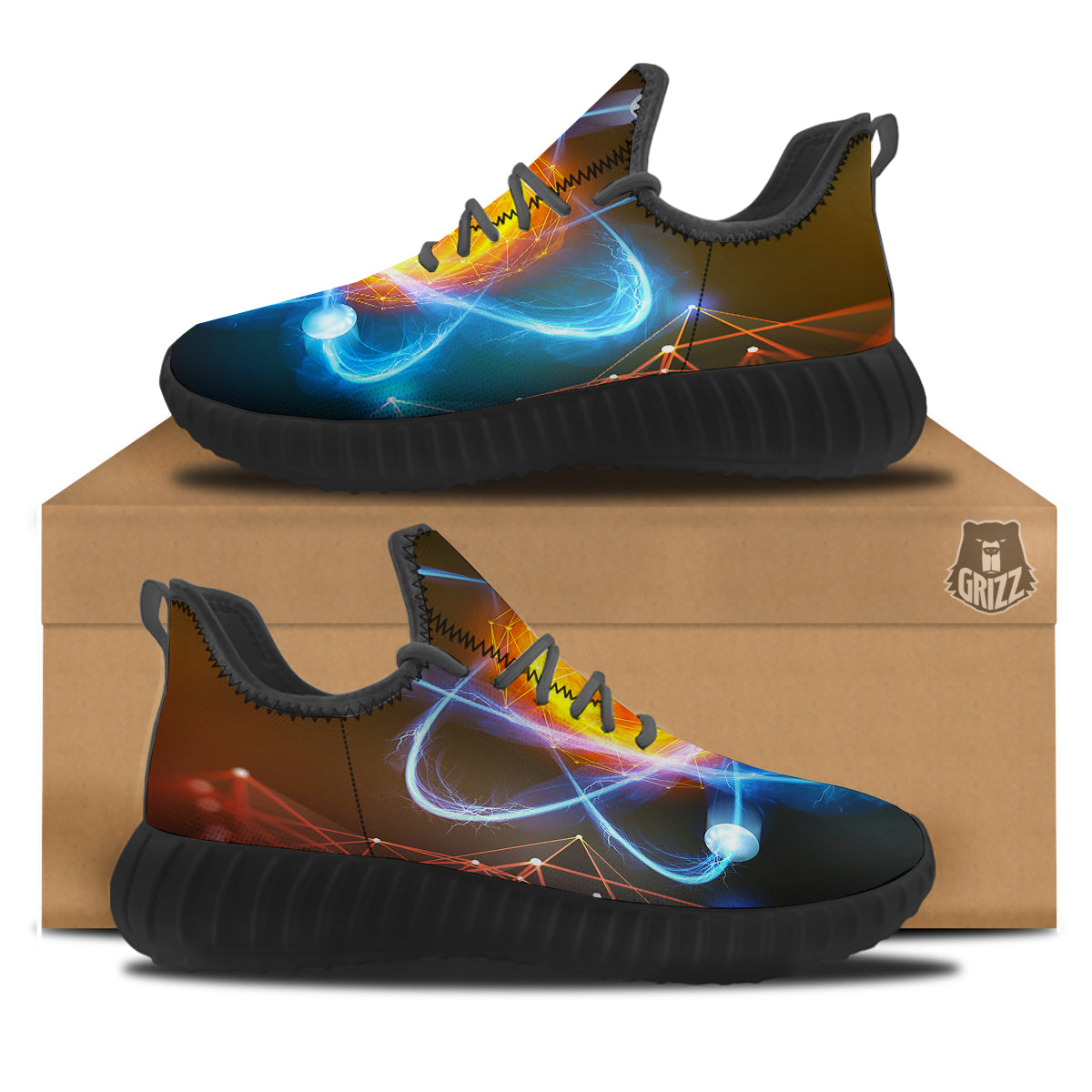 Atomic Structure Print Black Walking Shoes-grizzshop