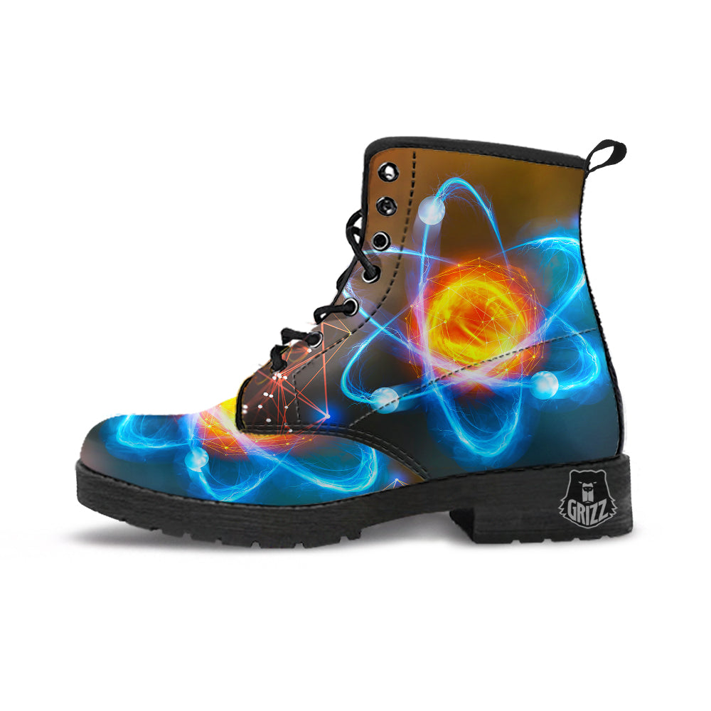 Atomic Structure Print Leather Boots-grizzshop